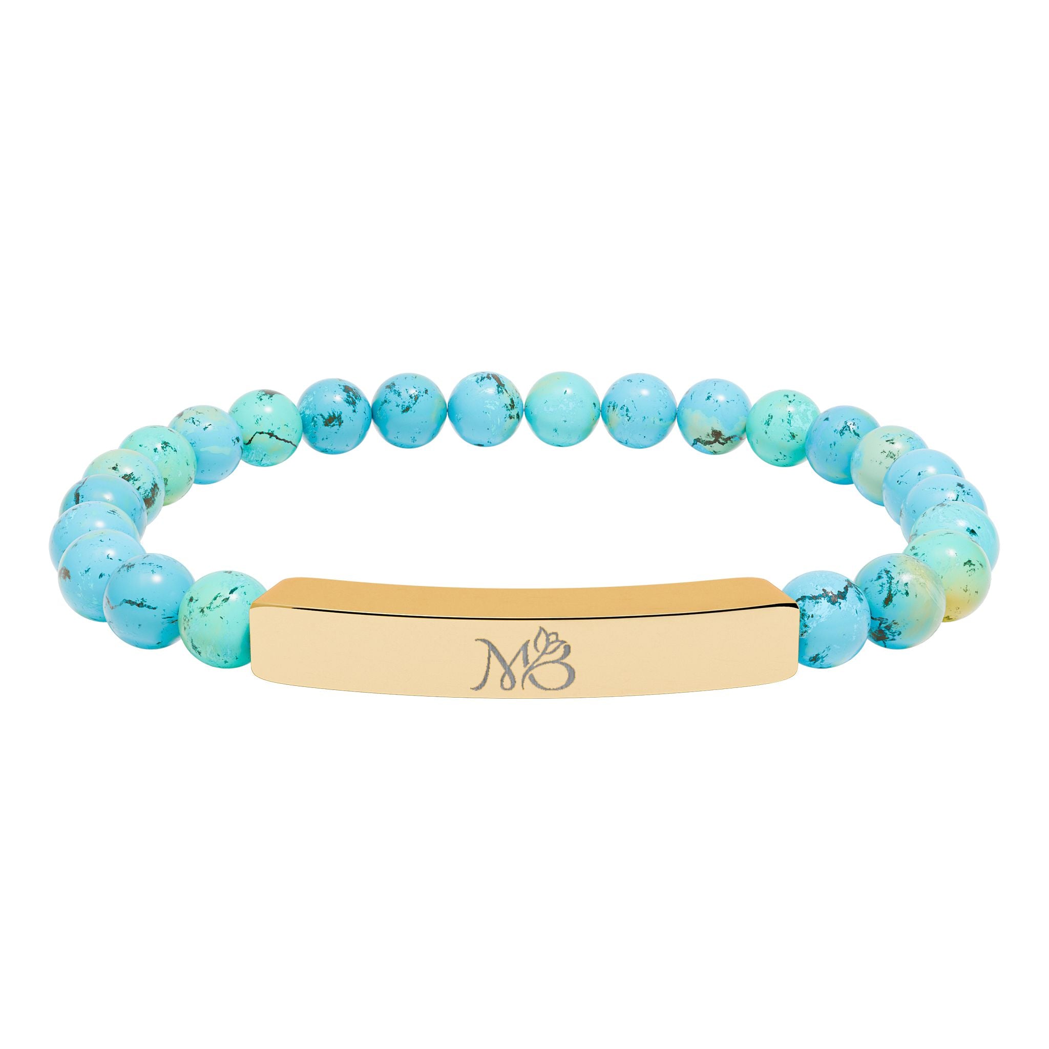 Natural Stone Stretch Bar Bracelet (Engraving)