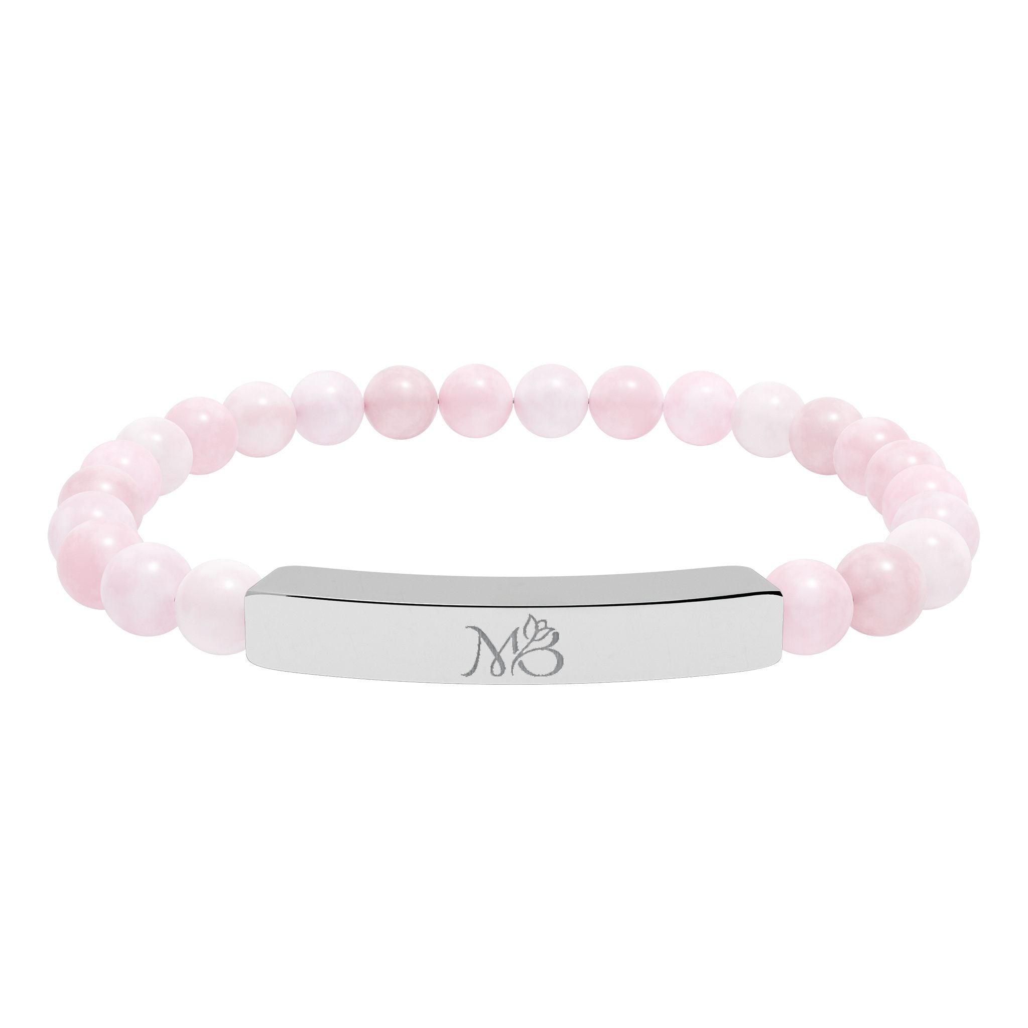 Natural Stone Stretch Bar Bracelet (Engraving)