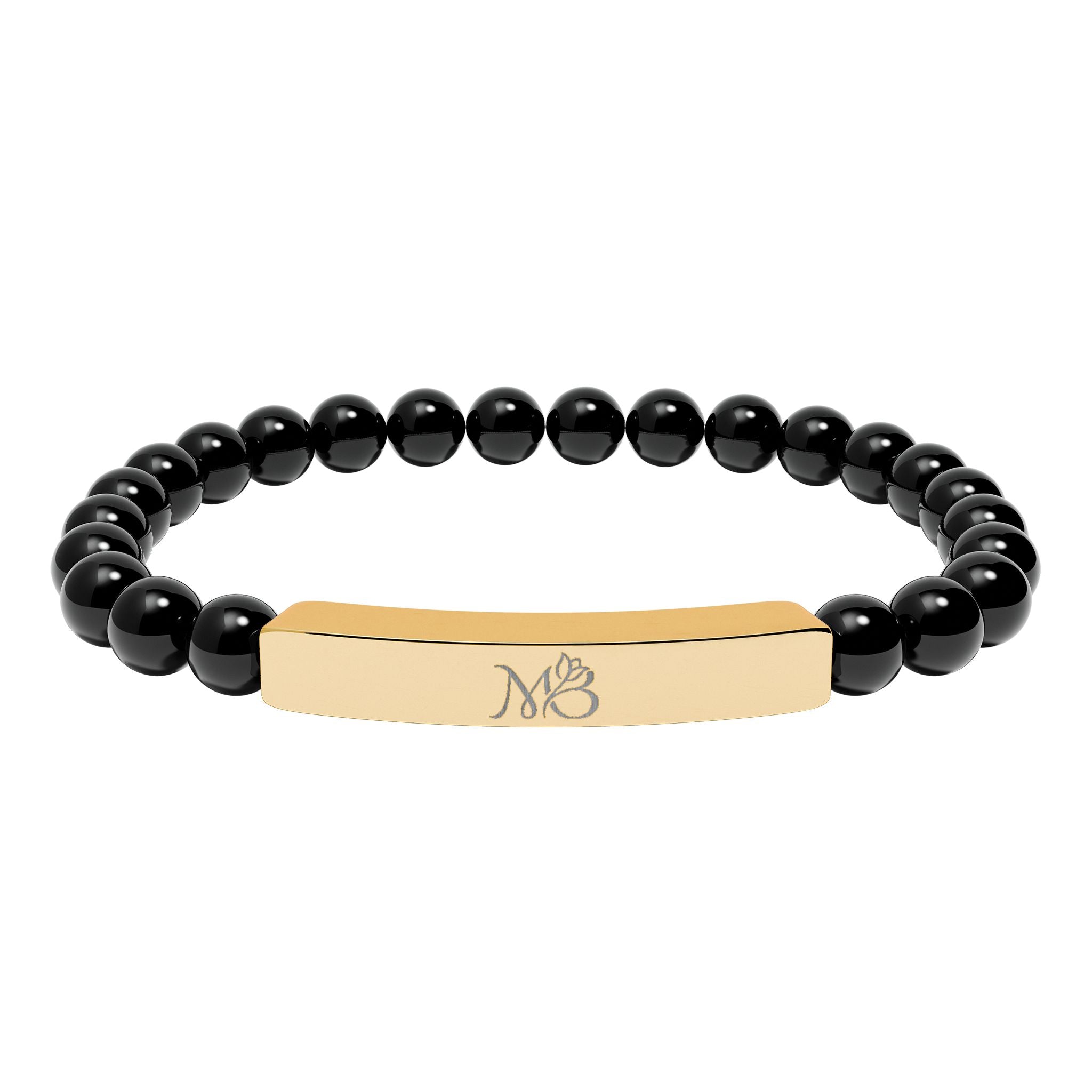 Natural Stone Stretch Bar Bracelet (Engraving)
