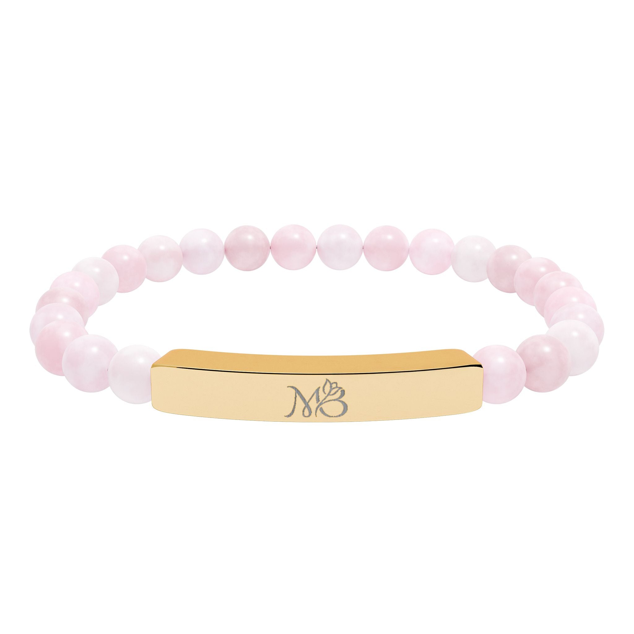Natural Stone Stretch Bar Bracelet (Engraving)