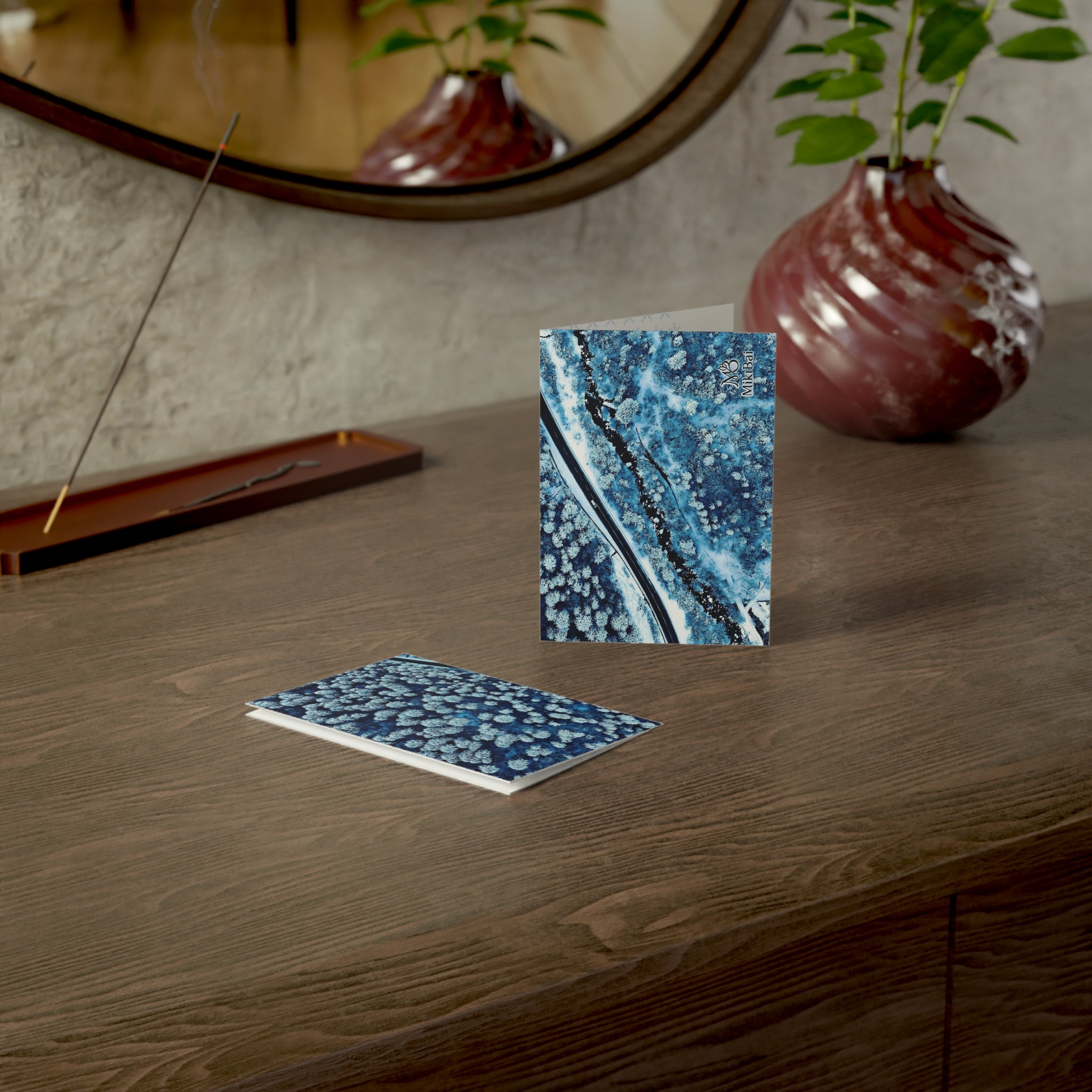 Bird's-Eye View Snowy Forest Greeting Cards (1, 10, 30, and 50pcs)