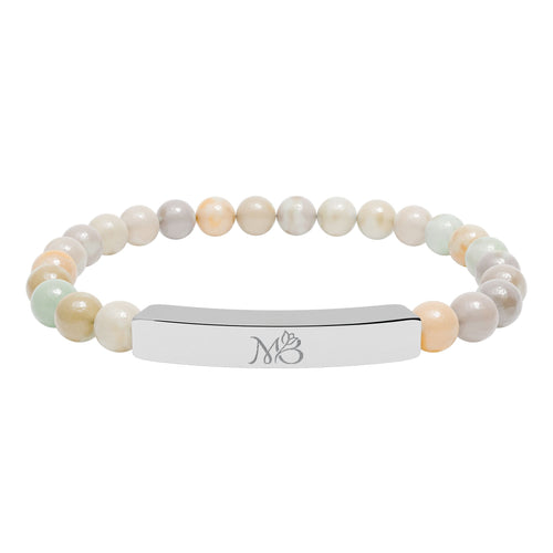 Natural Stone Stretch Bar Bracelet (Engraving)